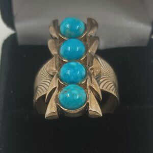 Vintage Jay King Turquoise Long Box 925 Sterling Silver Ring Sz10.